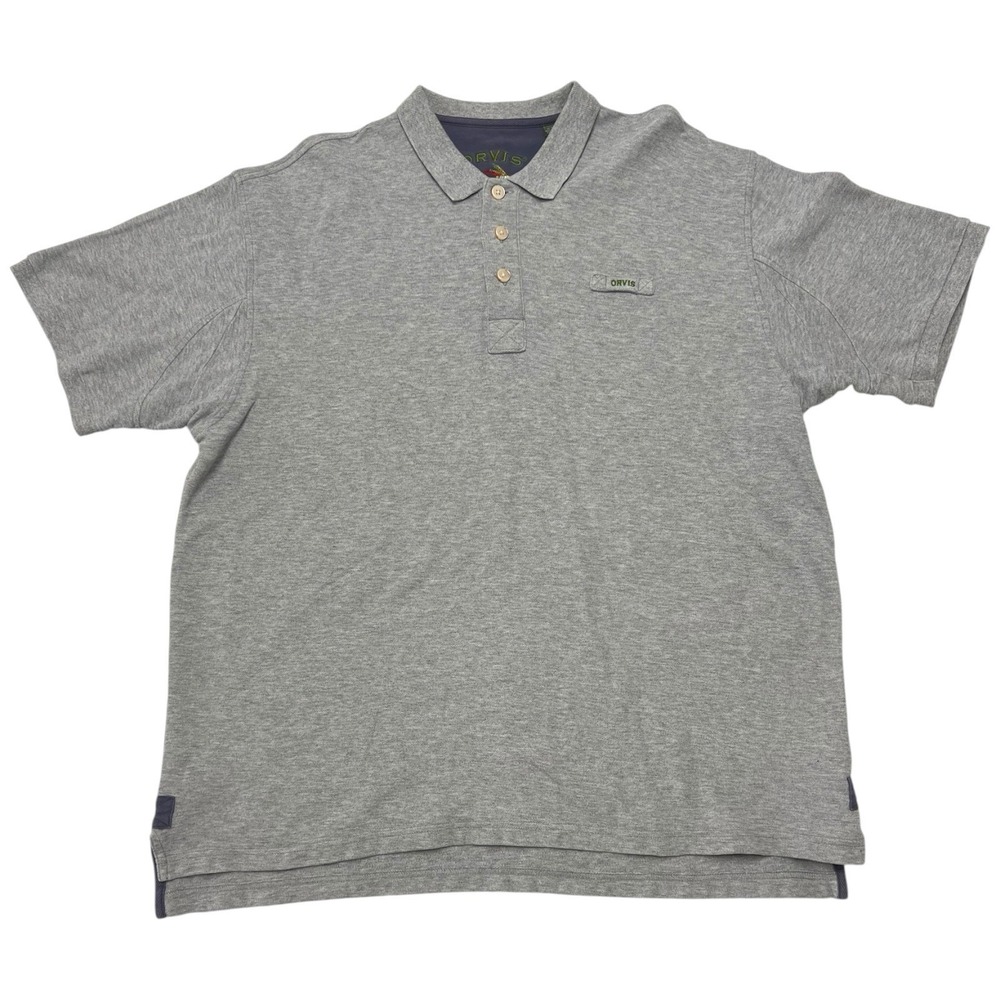 Orvis Polo Shirt Mens XL T Gray 100% Cotton Short Sleeve Fisherman Outdoor Peru - Picture 1 of 11